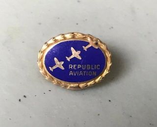 Ww2 Republic Aviation 10 Year Service Pin 10k Gold Yellow Solid