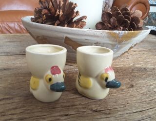 2 Vintage Duck Egg Cups Adorable Table Decor 2 1/2 " Tall Made In Japan