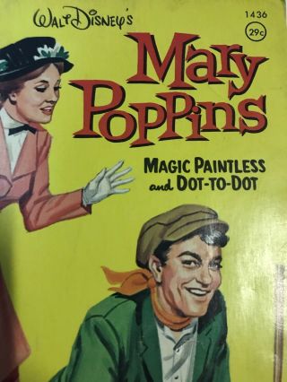VINTAGE 1964 WHITMAN DISNEY MARY POPPINS MAGIC PAINTLESS COLORING BOOK 3