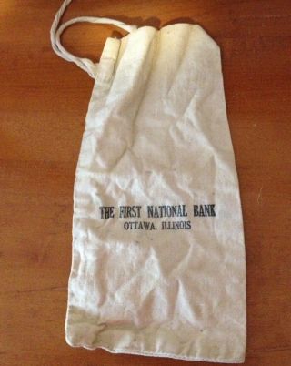 Vintage Cloth Coin/money Bag The First National Bank Ottawa,  Il
