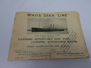 White Star Line Brochure November 1910 Baltic Cedric Celtic Arabic Cymric.