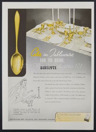 1939 Dirilyte Dirigold Flatware Hollowware Kokomo Indiana Art Vintage Print Ad