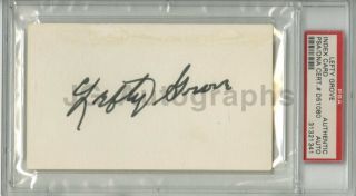 Lefty Grove - Boston Red Sox Player - Psa/dna Slabbed Autographed 3 " X 5 " Card