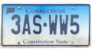 99 Cent Recent Connecticut License Plate 3as - Ww5