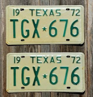 Nos 1972 Texas " Passenger " License Plate Pair 676 (, See Photos)