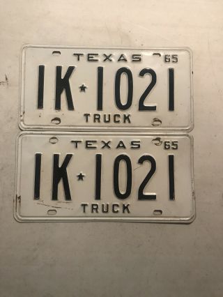 1965 Texas Truck License Plate Pair Lowrider Buick Chevy