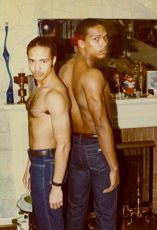 Shirtless African American Couple Designer Jeans Vintage Photo 1970s Gay Int