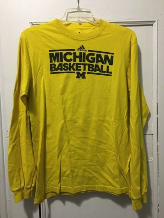 Adidas University Of Michigan Basketball Long Sleeve Shirt Mens Size Medium