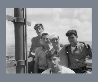 Shirtless Hunky Cute Sailors Hugging 1940s Vintage Photo Gay Int