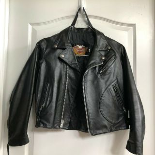 Harley Davidson Youth Black Leather Jacket Size 14