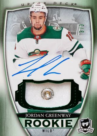 18/19 Upper Deck The Cup Jordan Greenway Strap Button Auto 3/3 Rc Rookie