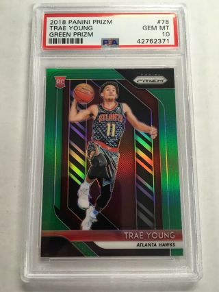 Trae Young 2018 - 19 Panini Prizm Green Rc Refractor Psa 10 Gem