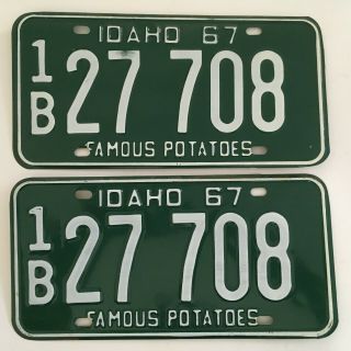 1967 Idaho License Plate Pair Plates Mint/new Old Stock Nos