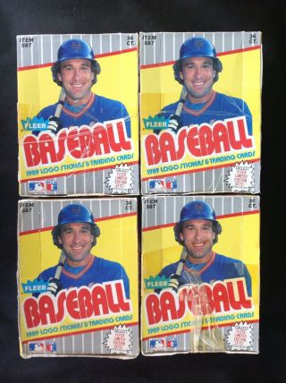 4 - 1989 Fleer Baseball Card Wax Boxes 36 Wax Packs Per Box Griffey
