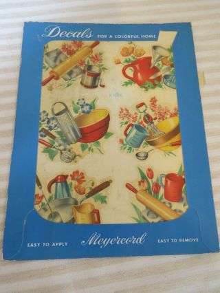 Vintage 1940s Old Stock Décor Decals,  Cooking Items,  1 Sheet