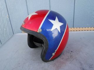 1966 Evil Knievel Style Ama Red White & Blue Stars Motorcycle Helmet Size M