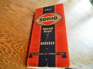 Vintage 1933 Sohio The Standard Oil Company Fold Out Road Map Of Ohio