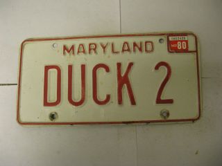 1980 80 Maryland Md Vanity License Plate Duck 2