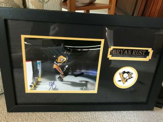 Framed Pittsburgh Penguins Signed Autograph Photo Bryan Rust Stanley Cup Winner