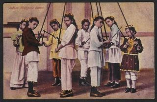 India Vintage Color Postcard Parsi Children Indian Maypole Dance