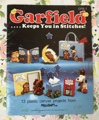 Vintage 1978 Garfield Plastic Canvas Pattern Book Gbp - 1