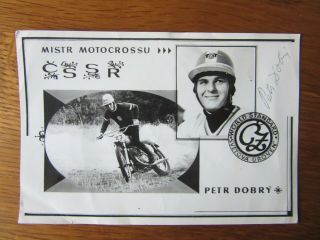 Vintage Autographed Photo - Petr Dobry - Czechoslovakian Moto Cross