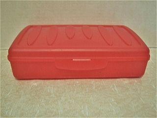 Spacemaker Vintage Storage Pencil Box Red Plastic Oval Design School Supplies