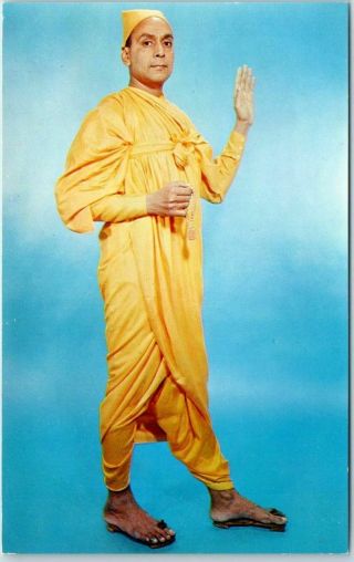 Vintage Chrome Advertising Postcard Yogi Gupta " Now Teaching In U.  S.  " Nyc 1960s