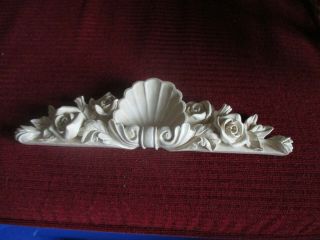 Vintage Shell & Roses Resin Wall Art Decor Topper/picture Accent 10 " Wx 2 3/4 " T