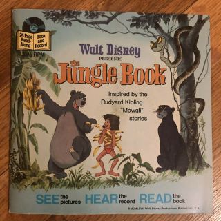 Vintage Walt Disney The Jungle Book Read Along Book And Record Vinyl Kids
