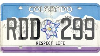 99 Cent Colorado Respect Life License Plate Rdd299