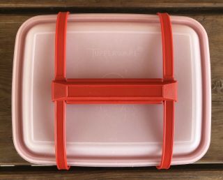 Tupperware Pak N Carry Lunch Box 1254 Paprika Orange Vintage Container 3