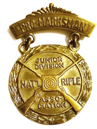 Vintage 1.  5 " National Rifle Association Nra Junior Division Pro - Marksman Medal