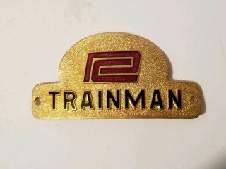 Pc Penn Central Trainman Railroad Hat Badge