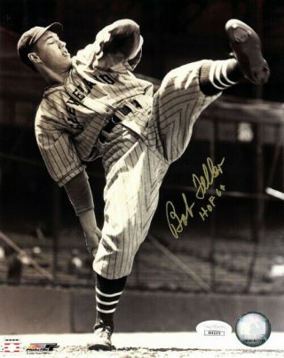 Bob Feller Signed Cleveland Indians Vintage Sepia 8x10 Photo Hof 62 - Jsa Holo