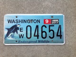 Washington - Endangered Wildlife - License Plate - Killer Whale