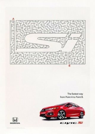 2015 Honda Civic Si Coupe Advertisement Print Art Car Ad J548