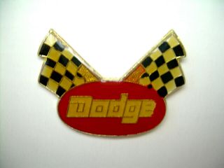 Vintage Dodge Racing Pin from the 80 ' s Checkered Flag 2
