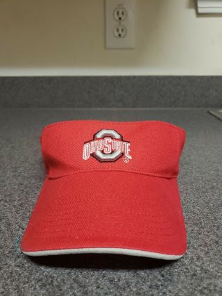 Ohio State University Buckeyes Osu Visor Hat Cap Red Adjustable Signatures Osfm