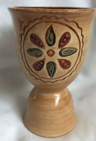 Vintage Egg Cup Brown Folk Art
