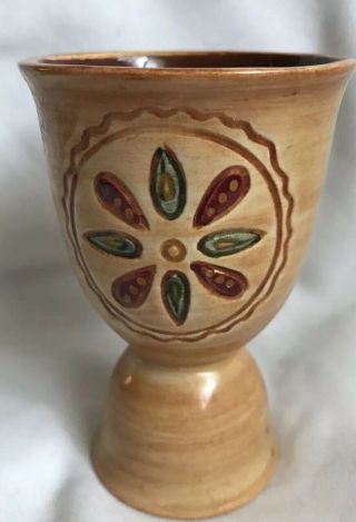 Vintage Egg Cup Brown Folk Art 3