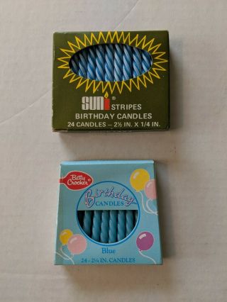 Vintage Blue Swirl Birthday Candles Betty Crocker/sun