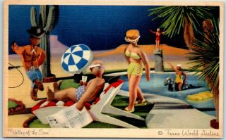 Vintage Twa Advertising Postcard " Valley Of The Sun " Phoenix Linen 1948
