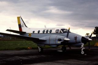 35mm Colour Slide Of Colombian Air Force Beech C - 90 King Air Fac - 570