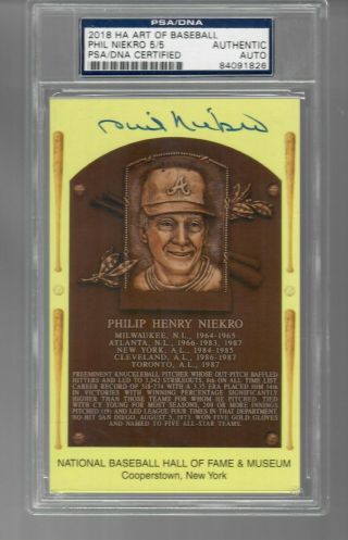 2018 Autographs Ha Art Of Baseball Phil Niekro 5/5 Psa/dna Authentic Auto