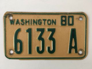 1980 Washington Dealer Motorcycle License Plate Dated All