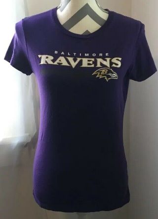 Baltimore Ravens Womens Shirt Medium Purple Short Sleeve Nfl Team Apparel