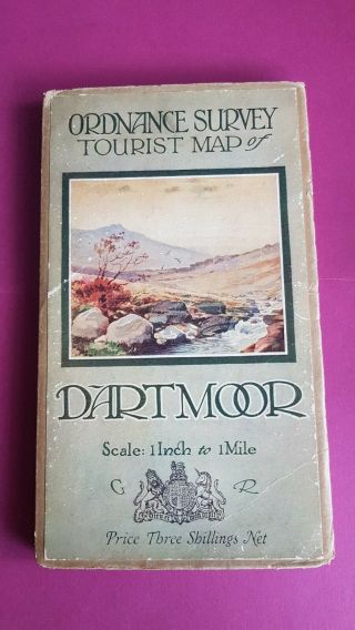 Old Vintage 1930 Os One Inch Tourist Map Dartmoor Ordnance Survey