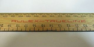 Vintage Wooden Ruler - Rulex Trueline - Metric/one Sided - Made In Australia