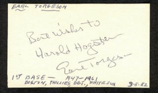 Earl Torgeson {1924 - 1990} Signed Cut Card Tough Member 1961 York Yankees
